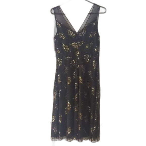 BCBG Paris Silk Slip Dress 6 Black Mesh Witchy Whimseygoth Midi Dress NWT - Picture 2 of 11